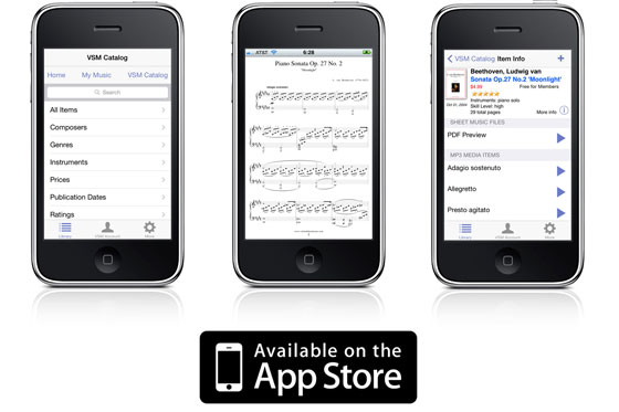 Download the free Virtual Sheet Music iPhone/iPod App
